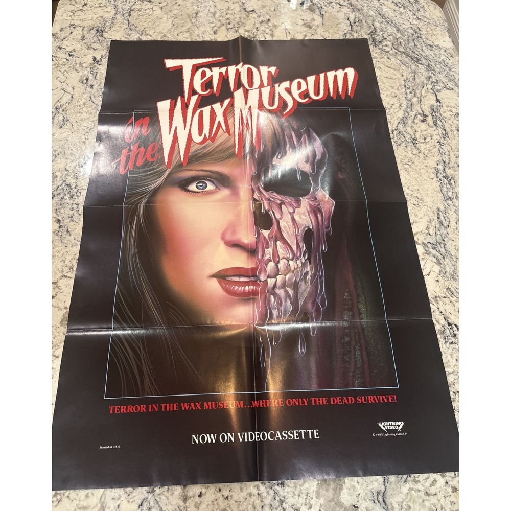 VTG Terror in the Wax Museum VHS Promo Poster Lightning Video 1985 24" x 36"
